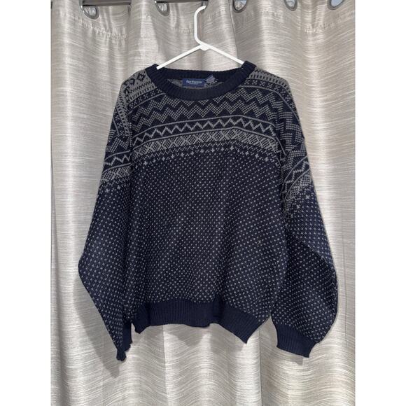 Van Heusen Other - Van Heusen black and gray Fair Isle pattern oversized sweater men's size large